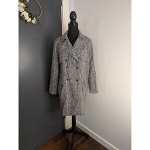 Topshop Black and White Storm Flap Unlined Double Breasted Duster Trench Coat: 4